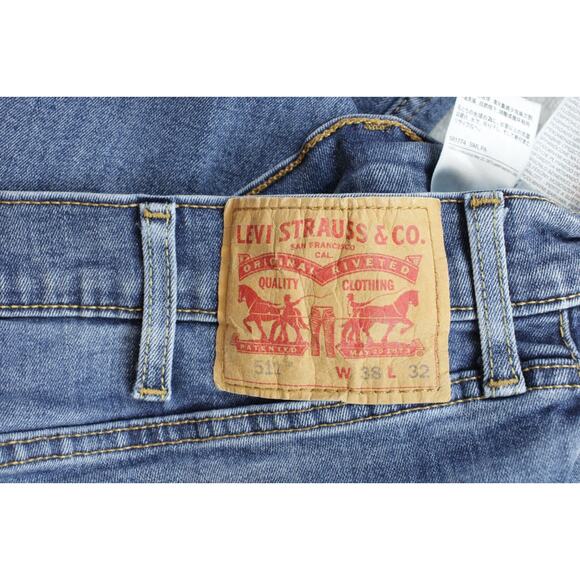 Levis Jeans Mens 38 x 32 Blue 511 Cotton Blend Straight Stretch Medium Wash - Picture 5 of 7